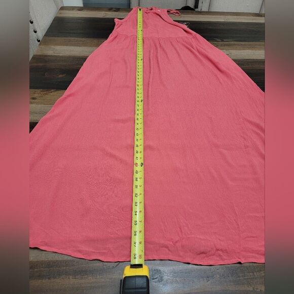 SO Salmon Coral Maxi Dress Sleeveless Tide Back Summer Rayon Dress Size XXL - Picture 8 of 11